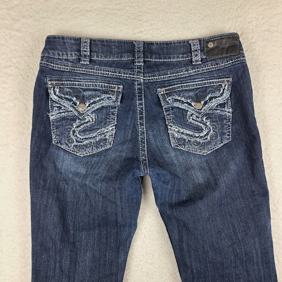 Silver Jeans‎ Womens 32 Blue Suki Flap Capri Mid Rise Dark Wash Denim - Picture 10 of 13